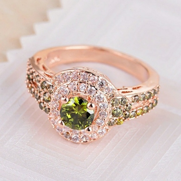 Rose Gold Chrysolite Gemstone Ring - Picture 5 of 6